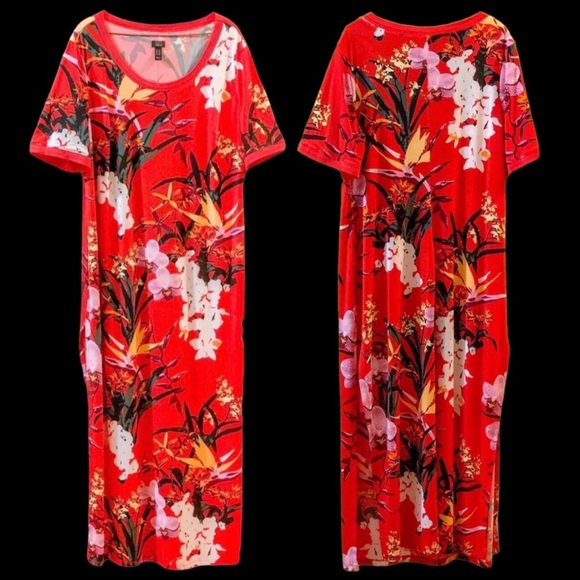 G.I.L.I Red Floral Maxi Sundress Dress XLP - Picture 4 of 4